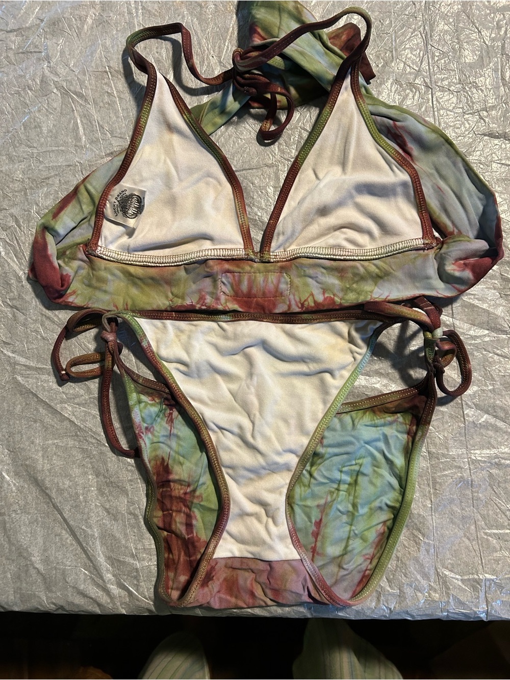 Lucky Brand Tie-Dye Bikini in Green and Brown Like New. - Picture 2 of 3